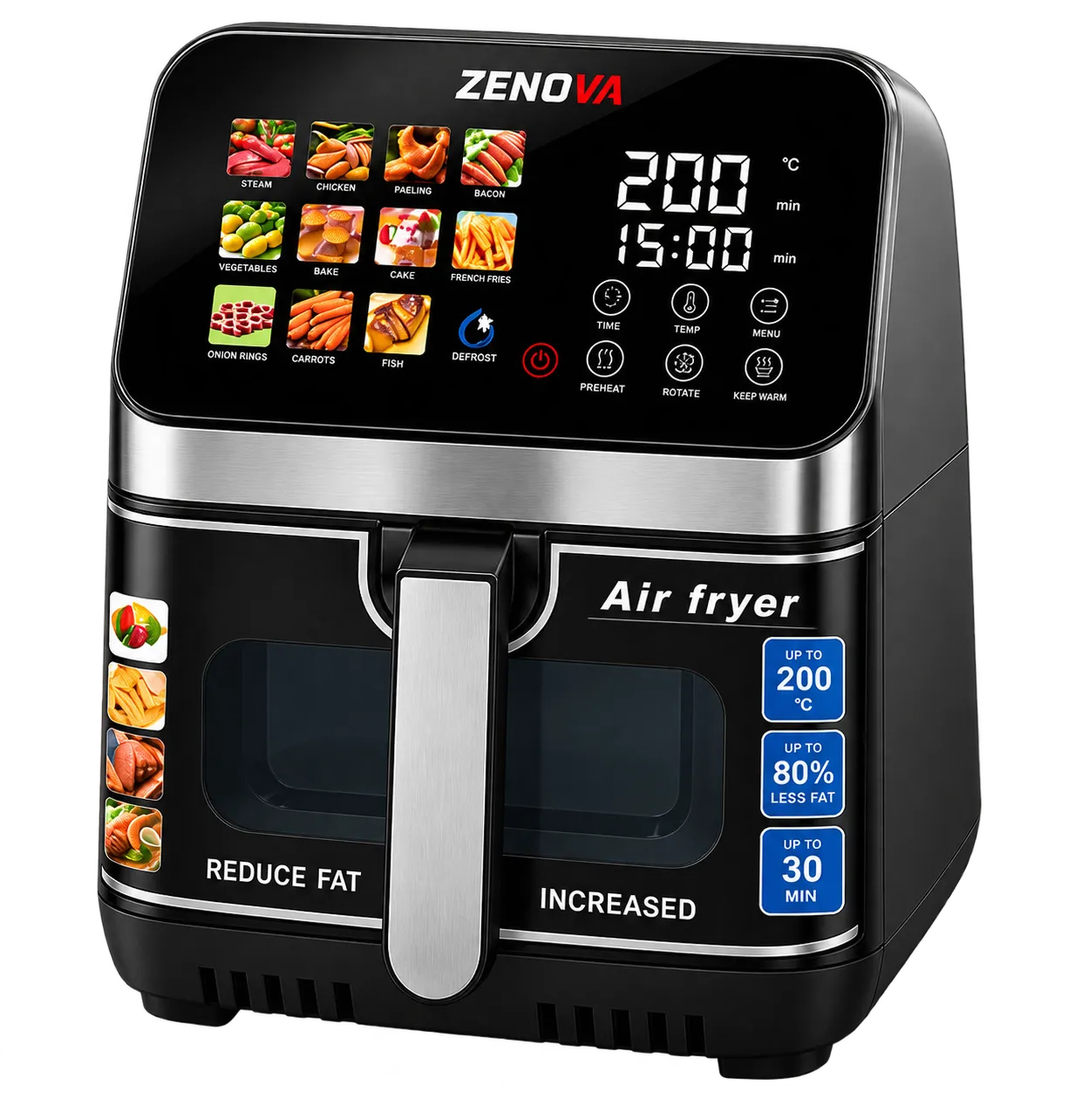 ZENOVA Air Fryer CP 26-08 – Digital Touch Display | Up & Down Heating | 7.5L & 9.5L